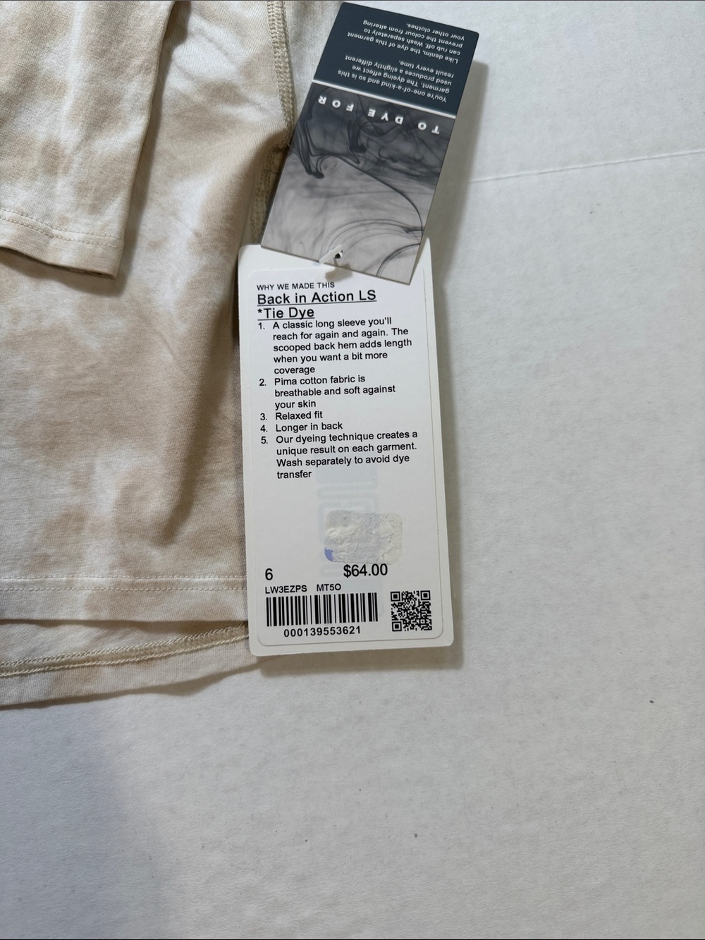 Lululemon Back in Action Long Sleeve Tie Dye
Top
Style LWEZPS - Picture 3 of 9